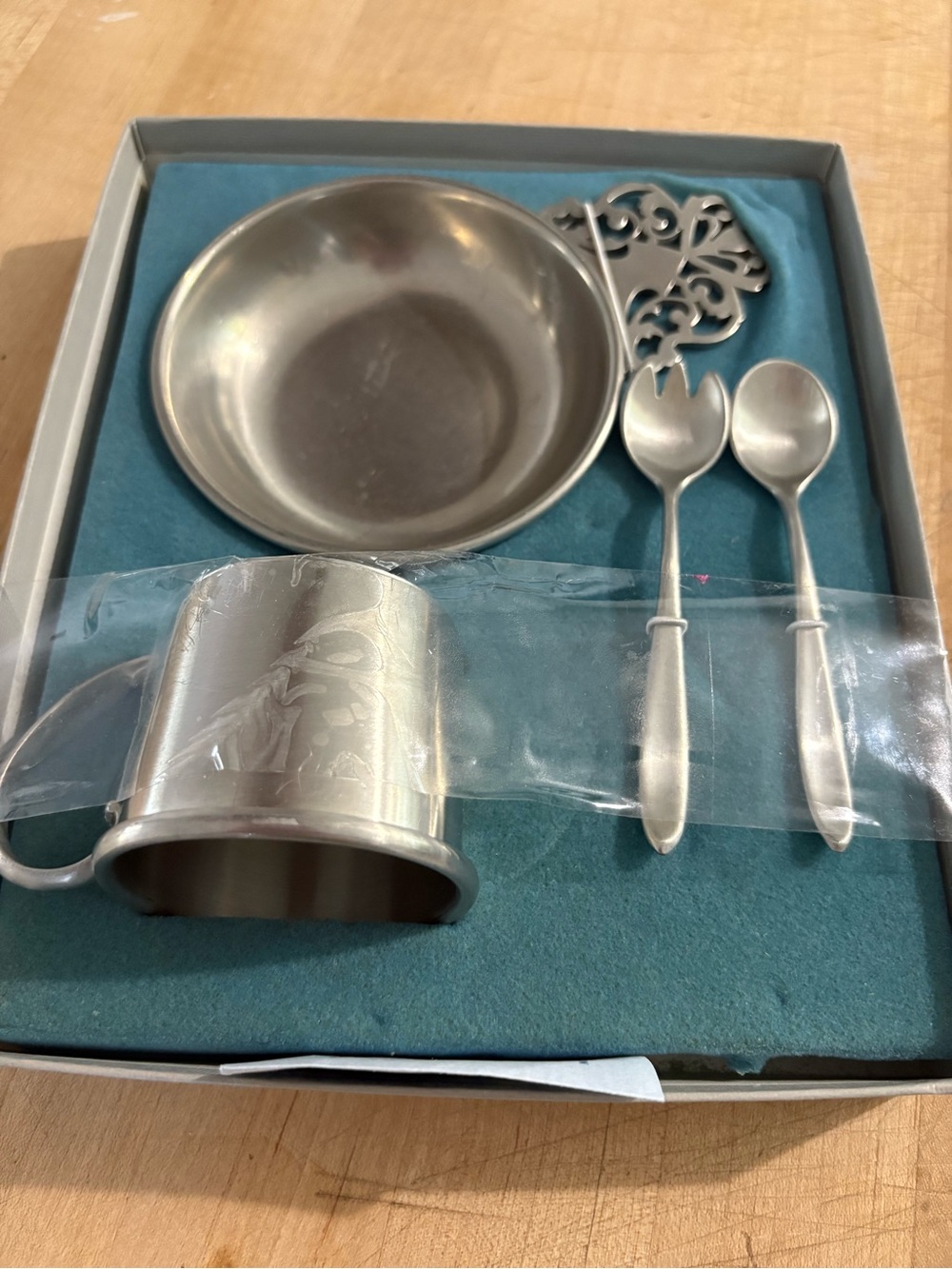 Vintage Colonial Pewter by Boardman Baby Feeding Set